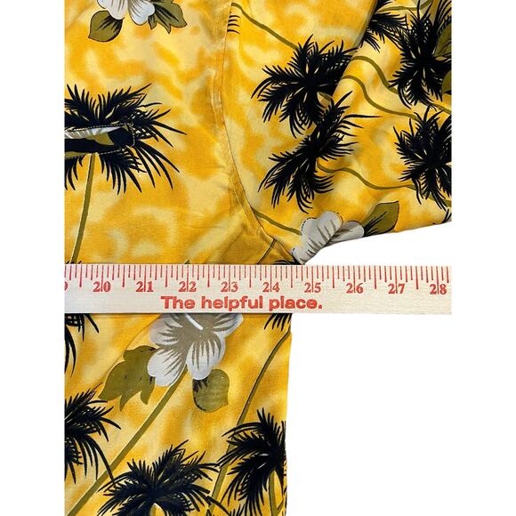 VTG Pacific & Co Hawaiian Shirt Men’s L Yellow Floral Palm Aloha Camp Collar Y2K - Picture 11 of 12